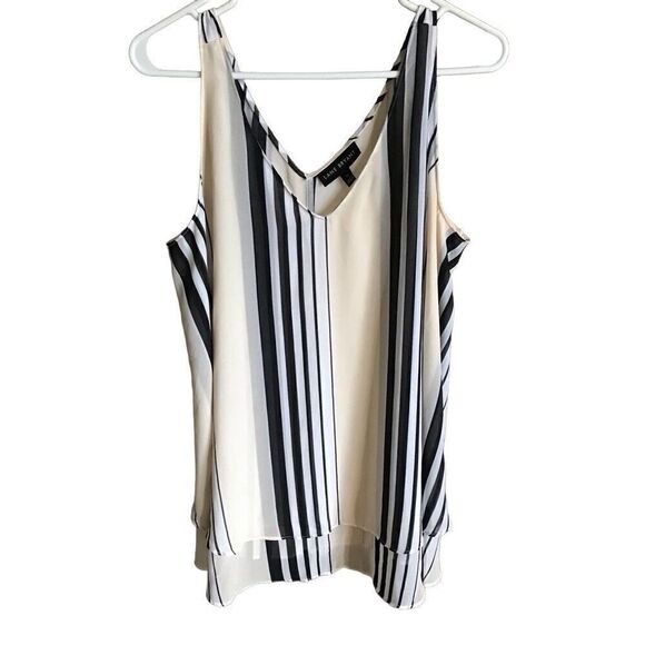 Lane Bryant top sleeveless plus size 14 cream black striped summer spring - Picture 1 of 5